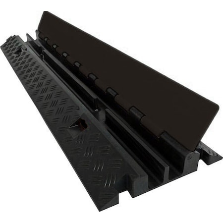 Electriduct Cable Protector, 1.90 in H, 40 in L, 10 in W, 2 Channel, Rubber, Black CP-RPS-212-BK